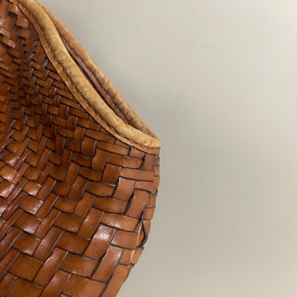 Vintage Cole Haan basket weave Tan Woven Leather Tote boho chic coastal - Picture 11 of 16